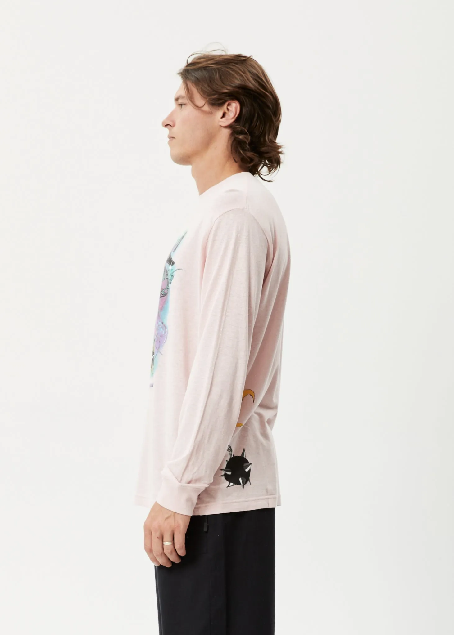 AFENDS Mens Liquid Haze - Long Sleeve Graphic T-Shirt - Lotus