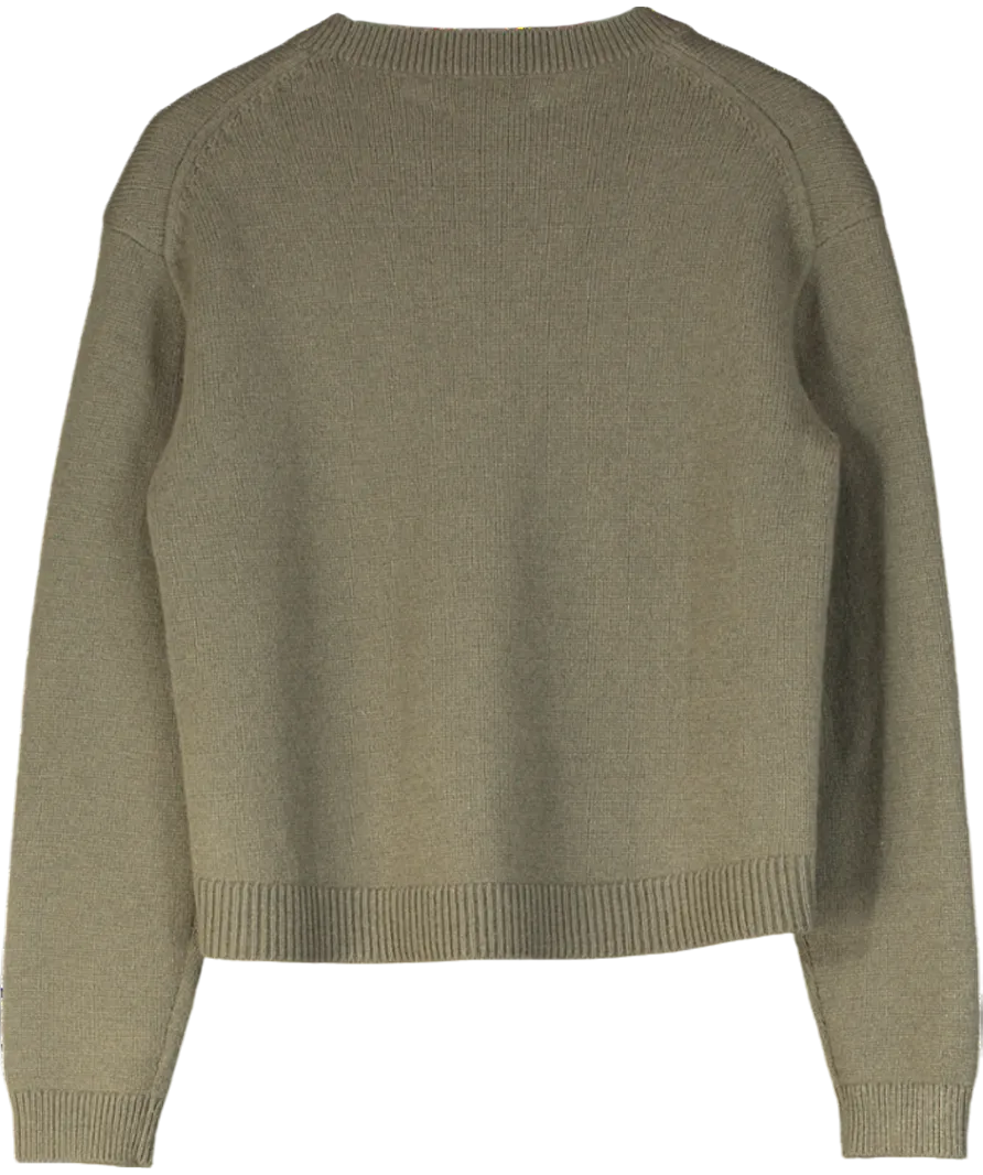 & Other Stories Green Padded-shoulder 100% Merino Wool Jumper UK S
