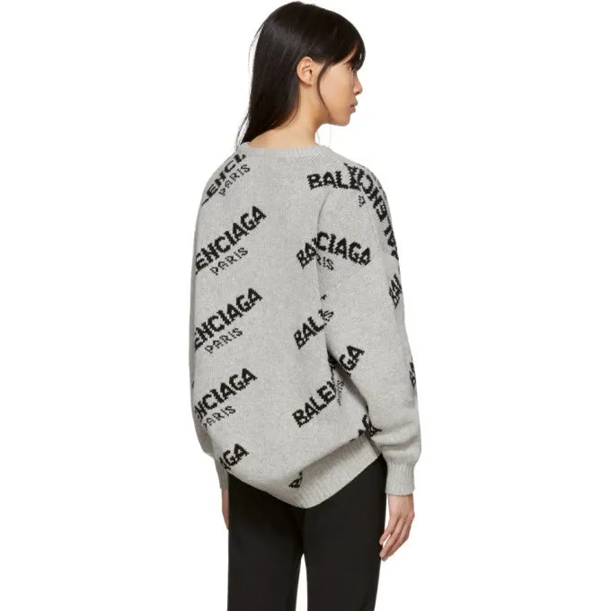 Balenciaga Logo Printed Wool Sweater