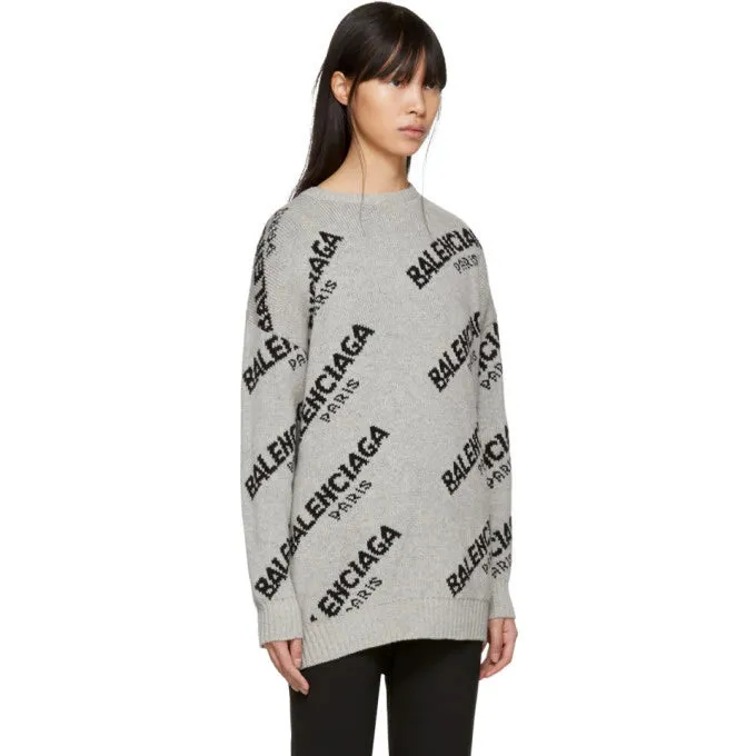 Balenciaga Logo Printed Wool Sweater