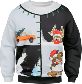 Colorful House Unisex's Ugly Christmas Jumper Sweater Printed Pullover,3D Funny Digital Print Sweatshirt Suit for Men Woman