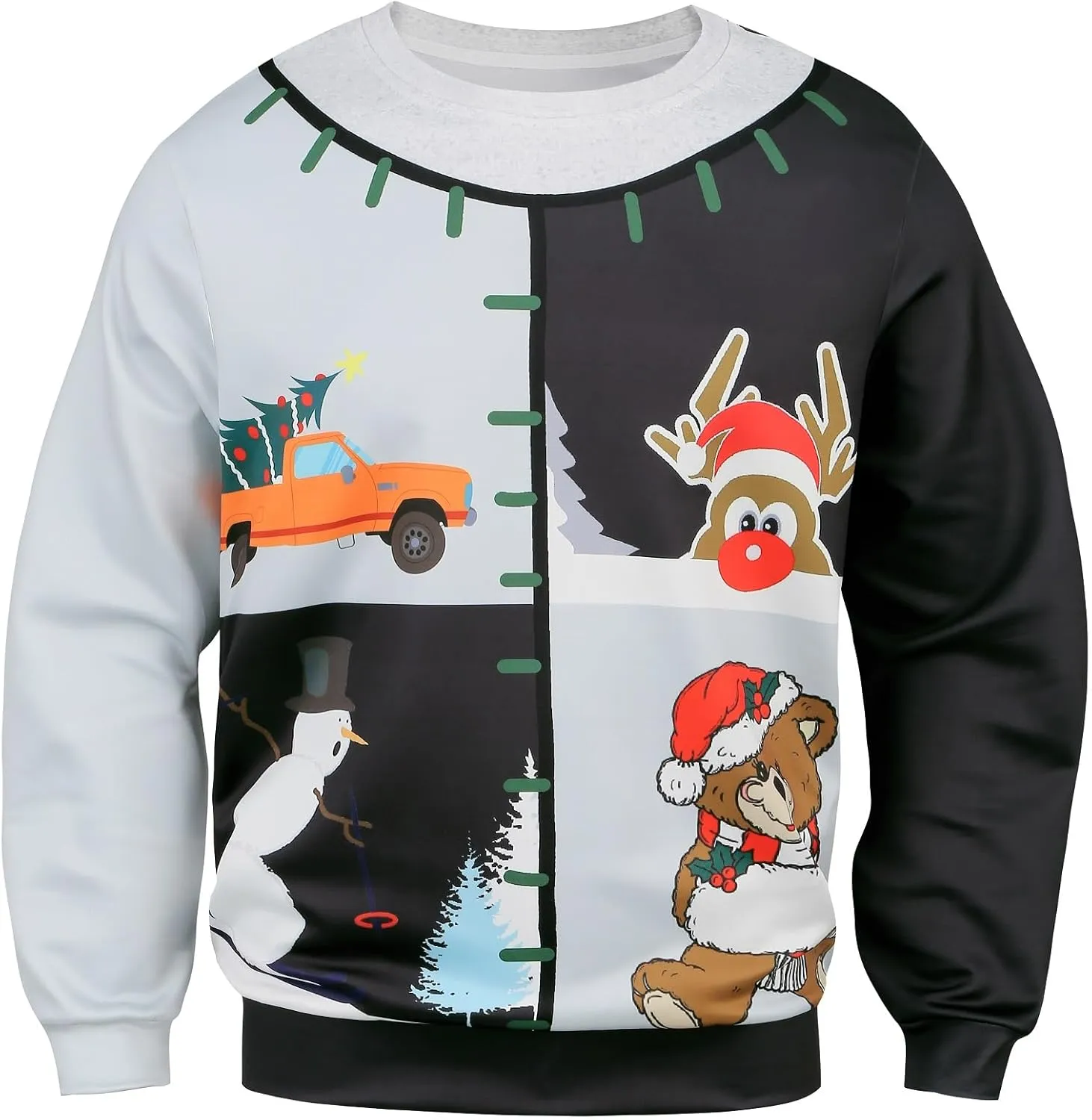 Colorful House Unisex's Ugly Christmas Jumper Sweater Printed Pullover,3D Funny Digital Print Sweatshirt Suit for Men Woman