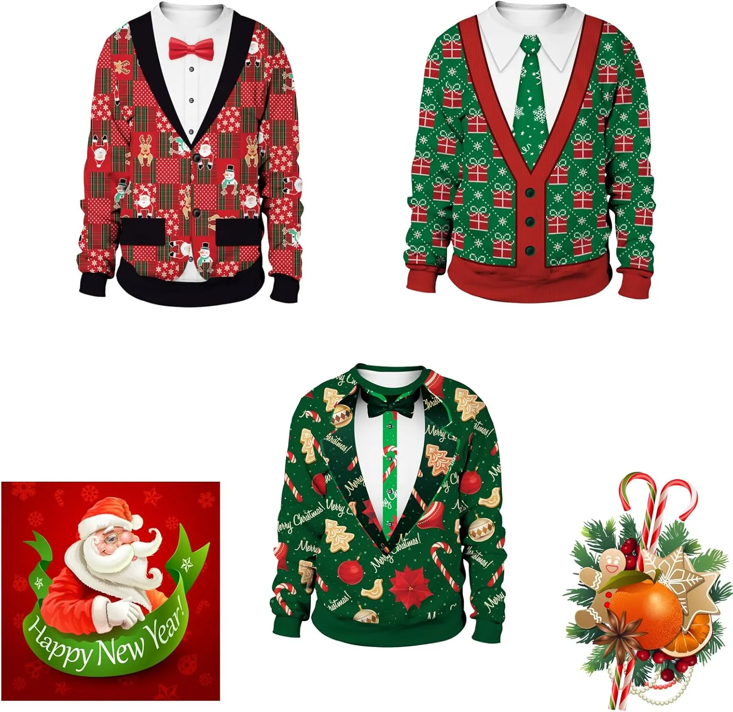 Colorful House Unisex's Ugly Christmas Jumper Sweater Printed Pullover,3D Funny Digital Print Sweatshirt Suit for Men Woman