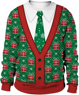 Colorful House Unisex's Ugly Christmas Jumper Sweater Printed Pullover,3D Funny Digital Print Sweatshirt Suit for Men Woman