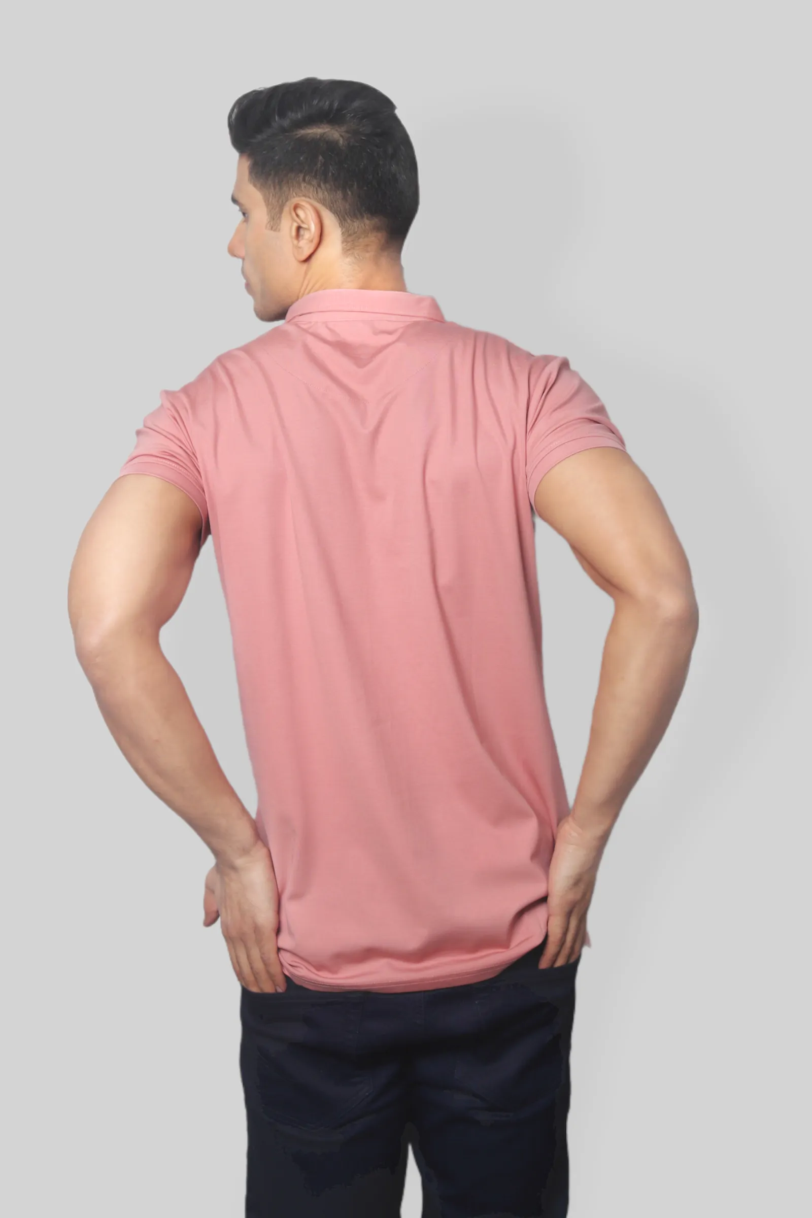 Dark Pink Classic Fine Italian Collar T-shirt mens