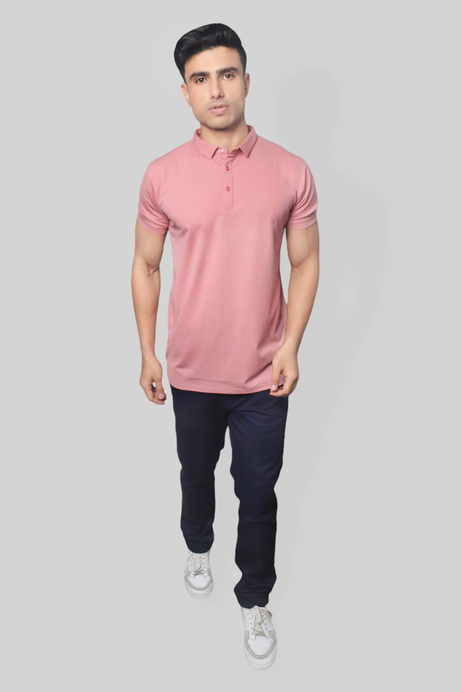 Dark Pink Classic Fine Italian Collar T-shirt mens