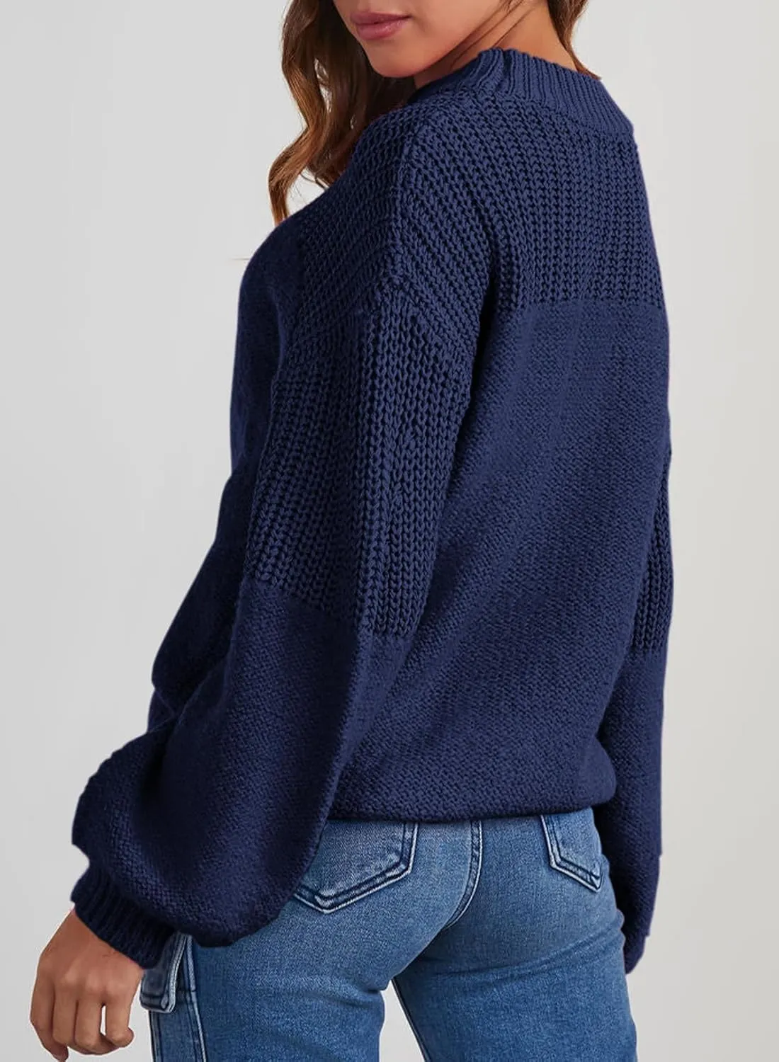 Dokotoo Women's Casual Long Sleeve Sweaters Loose Crewneck Knit Solid Pullover Sweater Jumper Tops