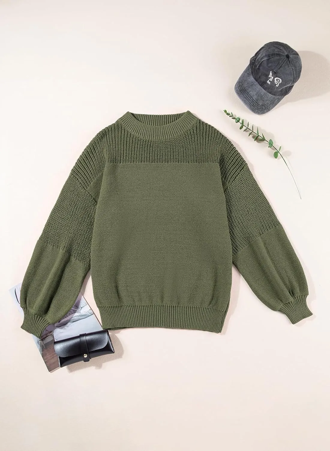 Dokotoo Women's Casual Long Sleeve Sweaters Loose Crewneck Knit Solid Pullover Sweater Jumper Tops