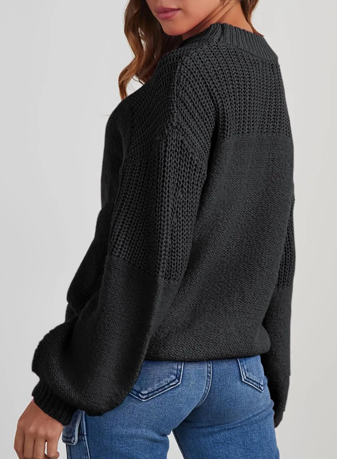 Dokotoo Women's Casual Long Sleeve Sweaters Loose Crewneck Knit Solid Pullover Sweater Jumper Tops