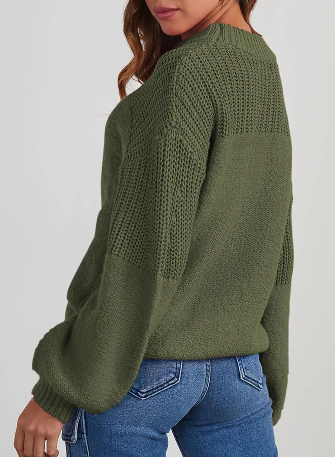 Dokotoo Women's Casual Long Sleeve Sweaters Loose Crewneck Knit Solid Pullover Sweater Jumper Tops