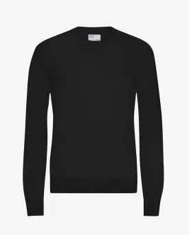 Light Merino Wool Crew - Deep Black