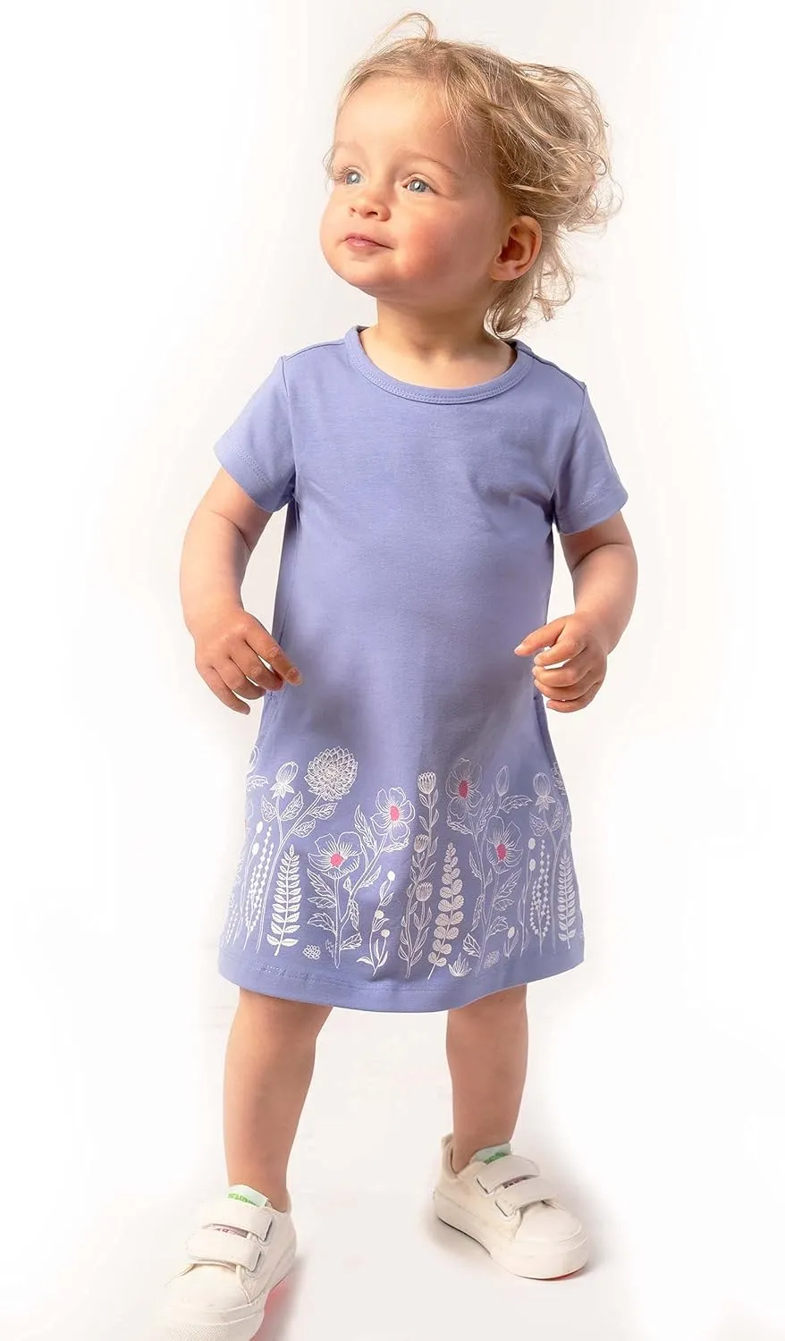 Mighty Girls' Short Sleeve T-Shirt Dresses | 100% Organic Cotton, Stylish Comfort Dress for Kids