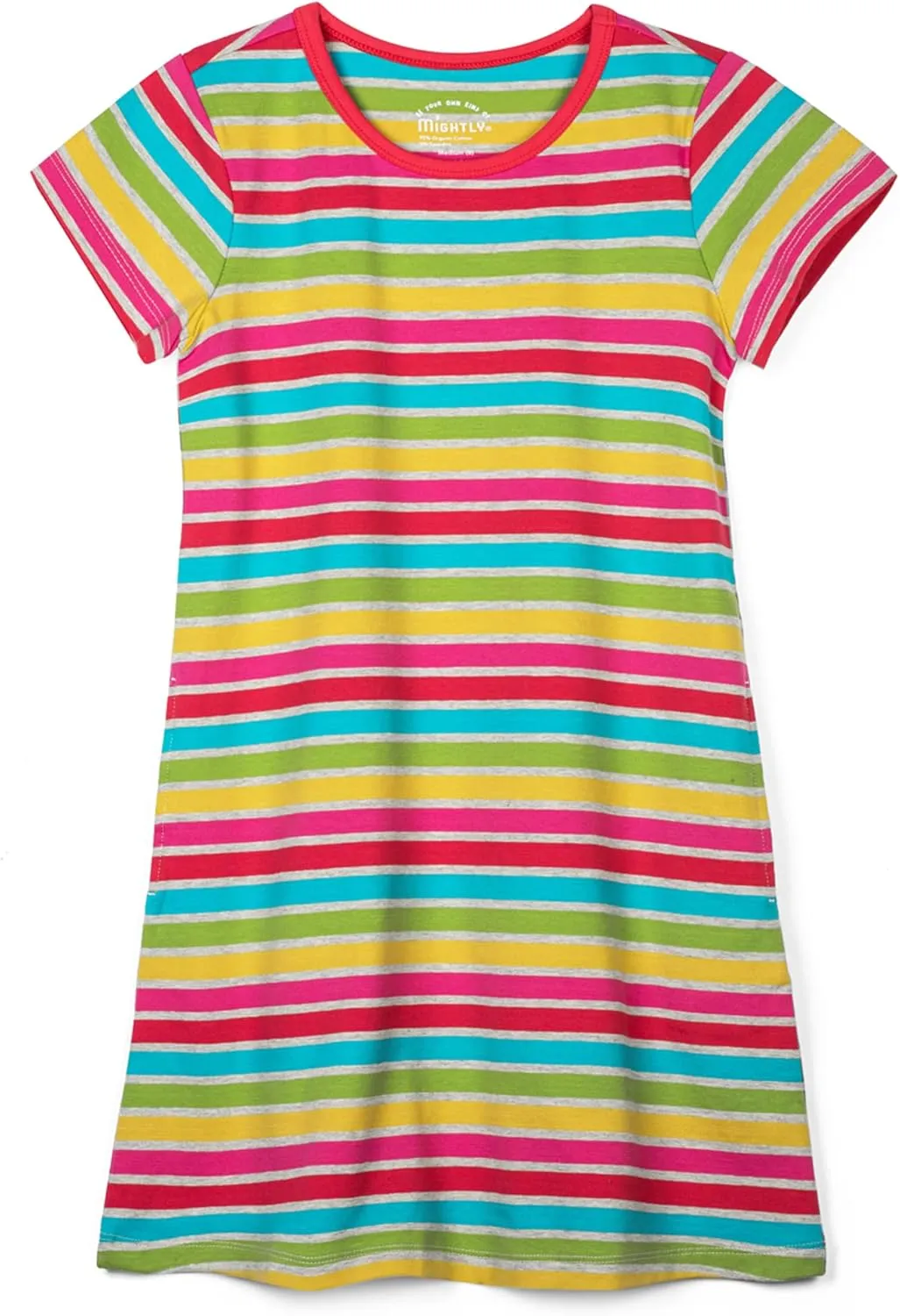 Mighty Girls' Short Sleeve T-Shirt Dresses | 100% Organic Cotton, Stylish Comfort Dress for Kids
