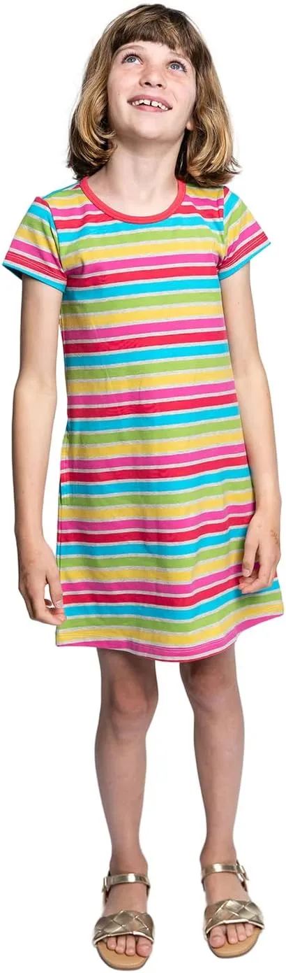 Mighty Girls' Short Sleeve T-Shirt Dresses | 100% Organic Cotton, Stylish Comfort Dress for Kids