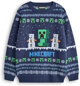 Minecraft Boys Christmas Jumper Style Options Kids Creeper & Snowmen Characters Knitted Sweater | Pattern Festive Jumper