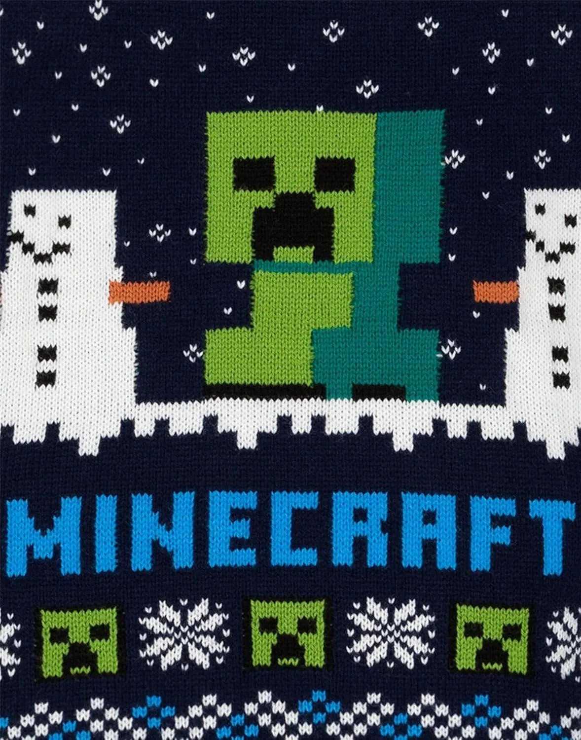 Minecraft Boys Christmas Jumper Style Options Kids Creeper & Snowmen Characters Knitted Sweater | Pattern Festive Jumper