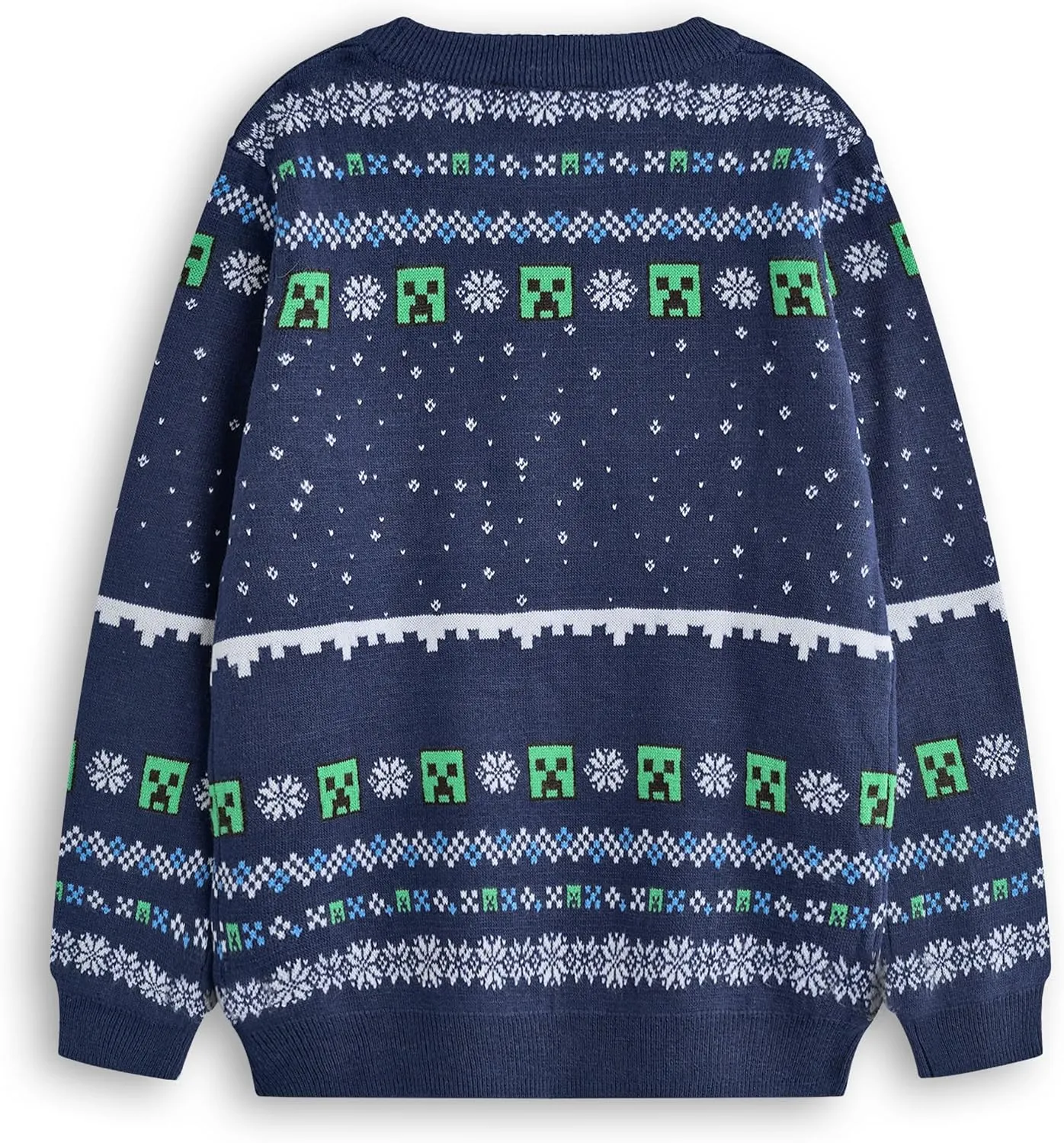 Minecraft Boys Christmas Jumper Style Options Kids Creeper & Snowmen Characters Knitted Sweater | Pattern Festive Jumper