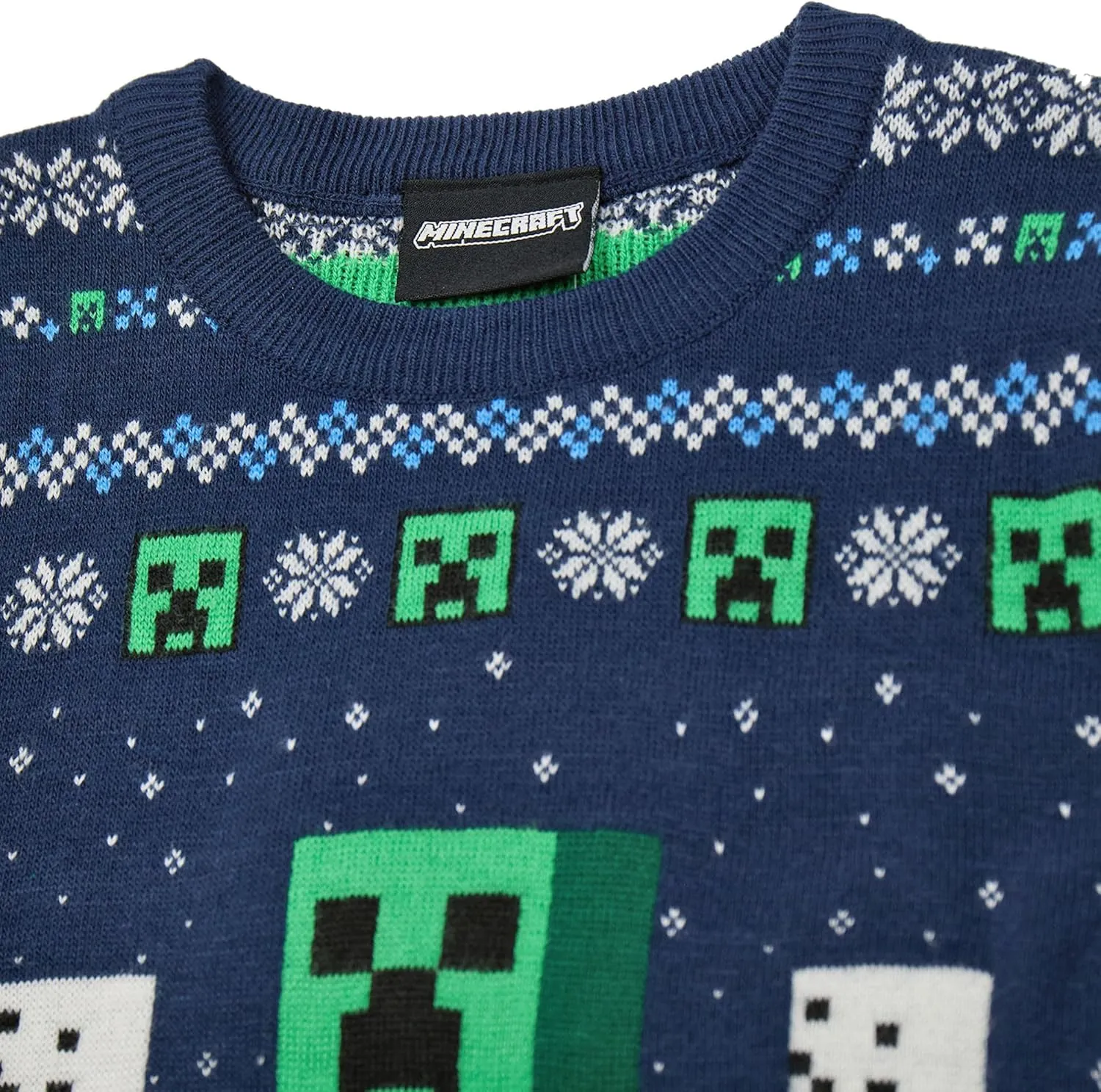 Minecraft Boys Christmas Jumper Style Options Kids Creeper & Snowmen Characters Knitted Sweater | Pattern Festive Jumper