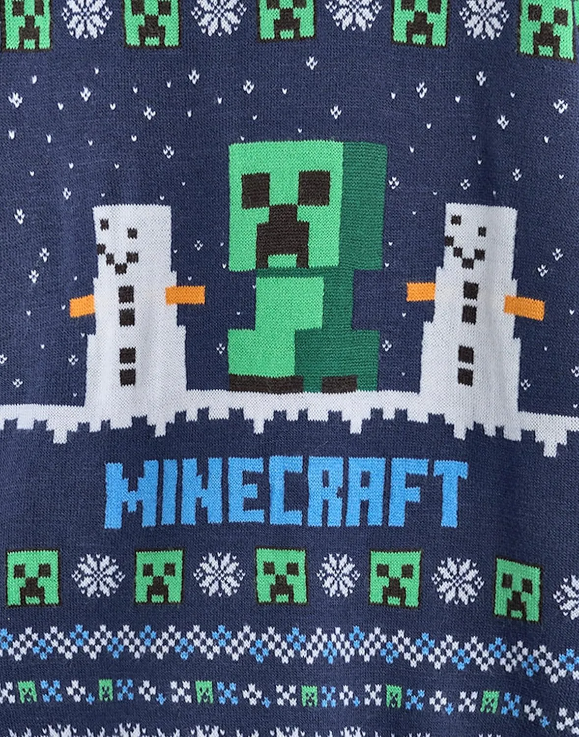 Minecraft Boys Christmas Jumper Style Options Kids Creeper & Snowmen Characters Knitted Sweater | Pattern Festive Jumper