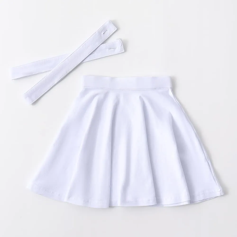 Noomelfish Girls Suspender Skater Skirt Stretchy Cotton Flared Overall Dress (4-12 Years)