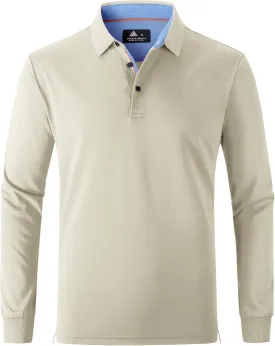 Polo Shirts for Men Long Sleeve Moisture Wicking Golf Polos Casual Travel Performance Collar Shirts
