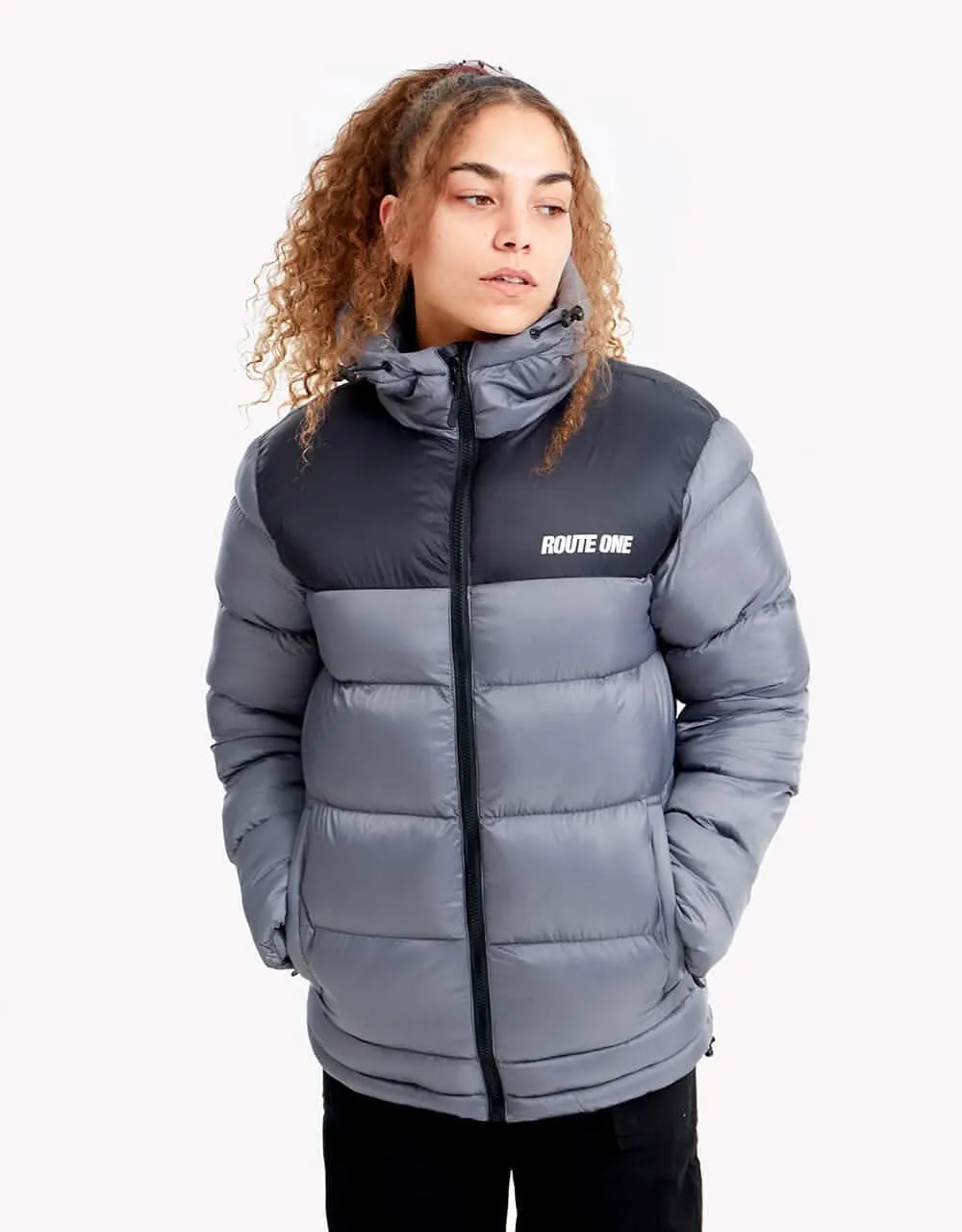Route One Vostok Hooded Puffer Jacket - Charcoal/Black