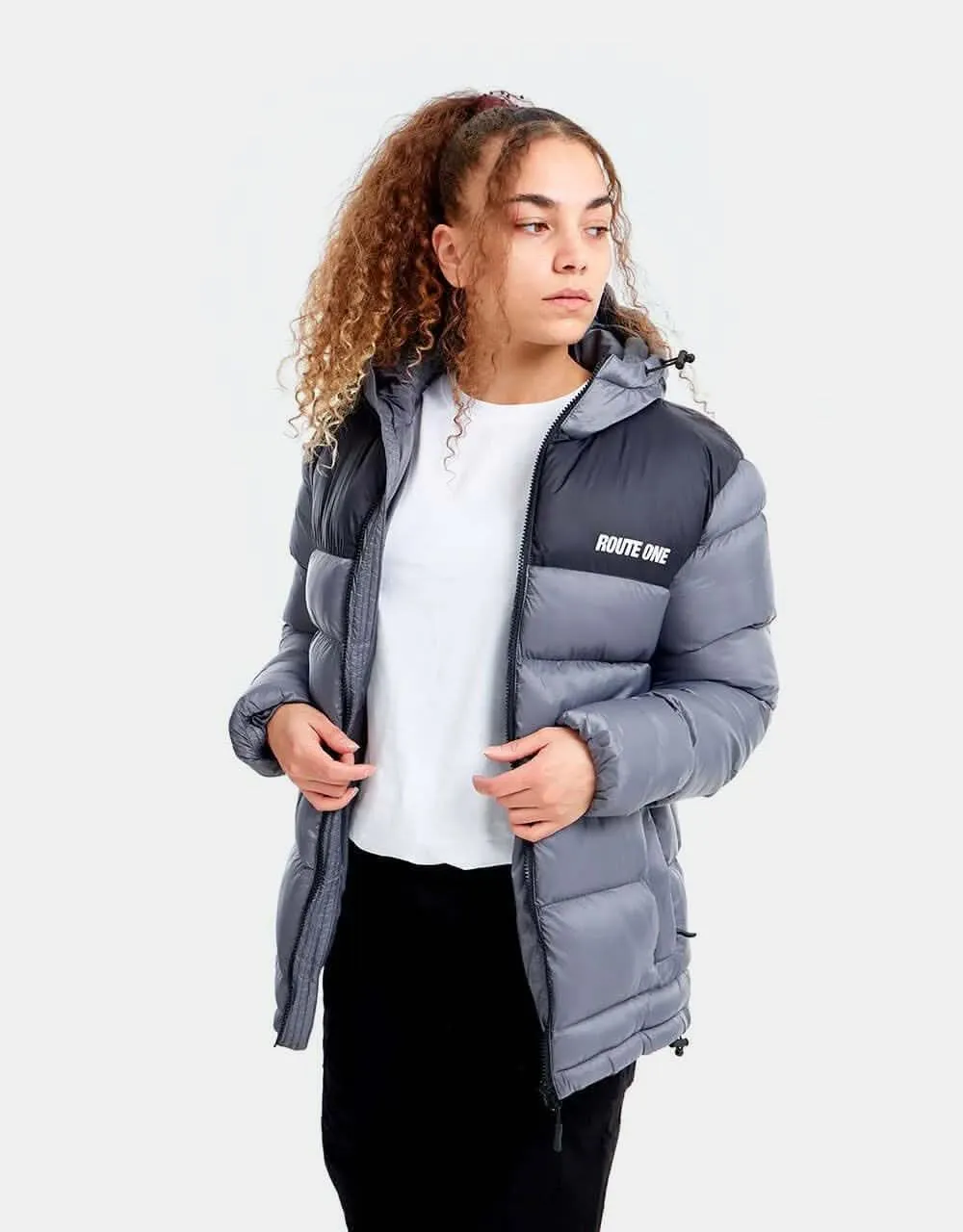 Route One Vostok Hooded Puffer Jacket - Charcoal/Black