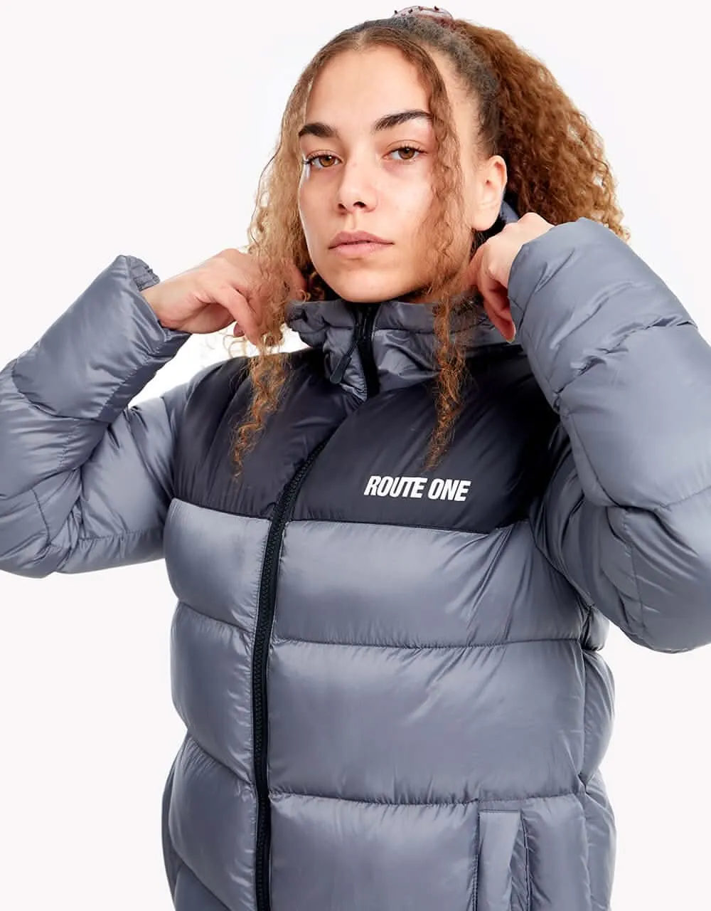 Route One Vostok Hooded Puffer Jacket - Charcoal/Black