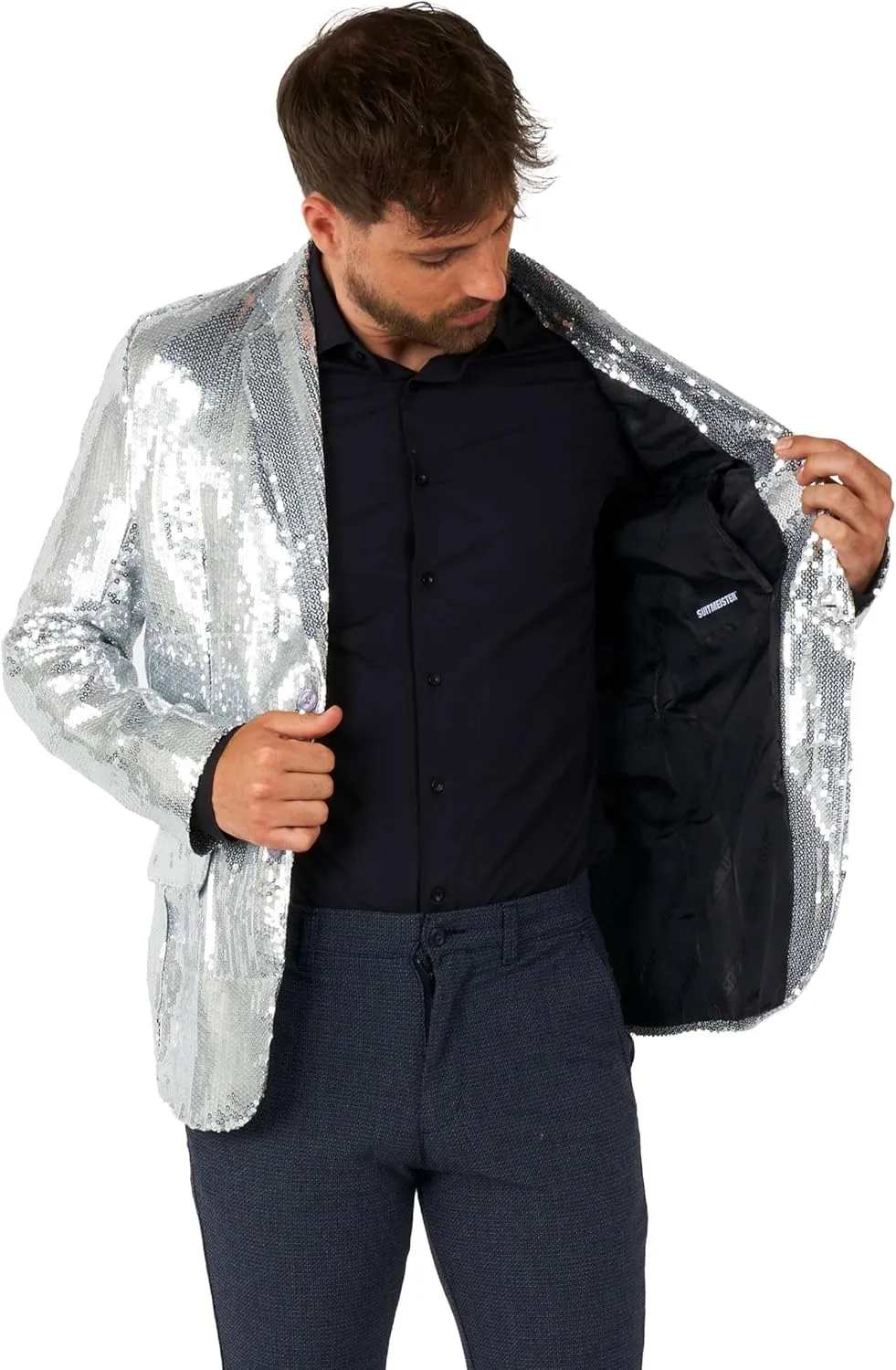 SUITMEISTER Sequins Party Blazer for Men - Slim Fit - Shiny Christmas, NYE, Prom Party Jacket