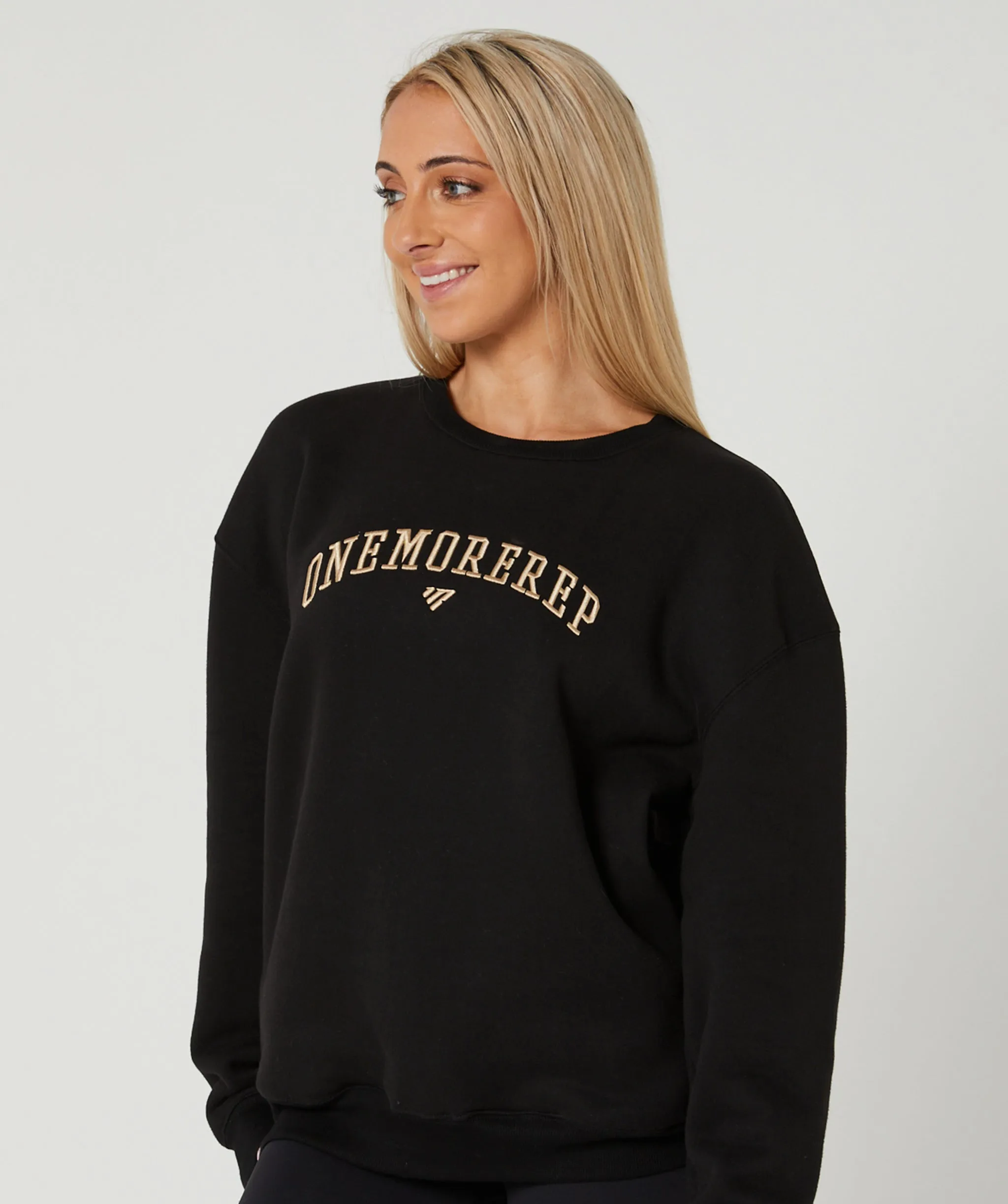 Varsity Crewneck Jumper (Black/Tan) by OneMoreRep