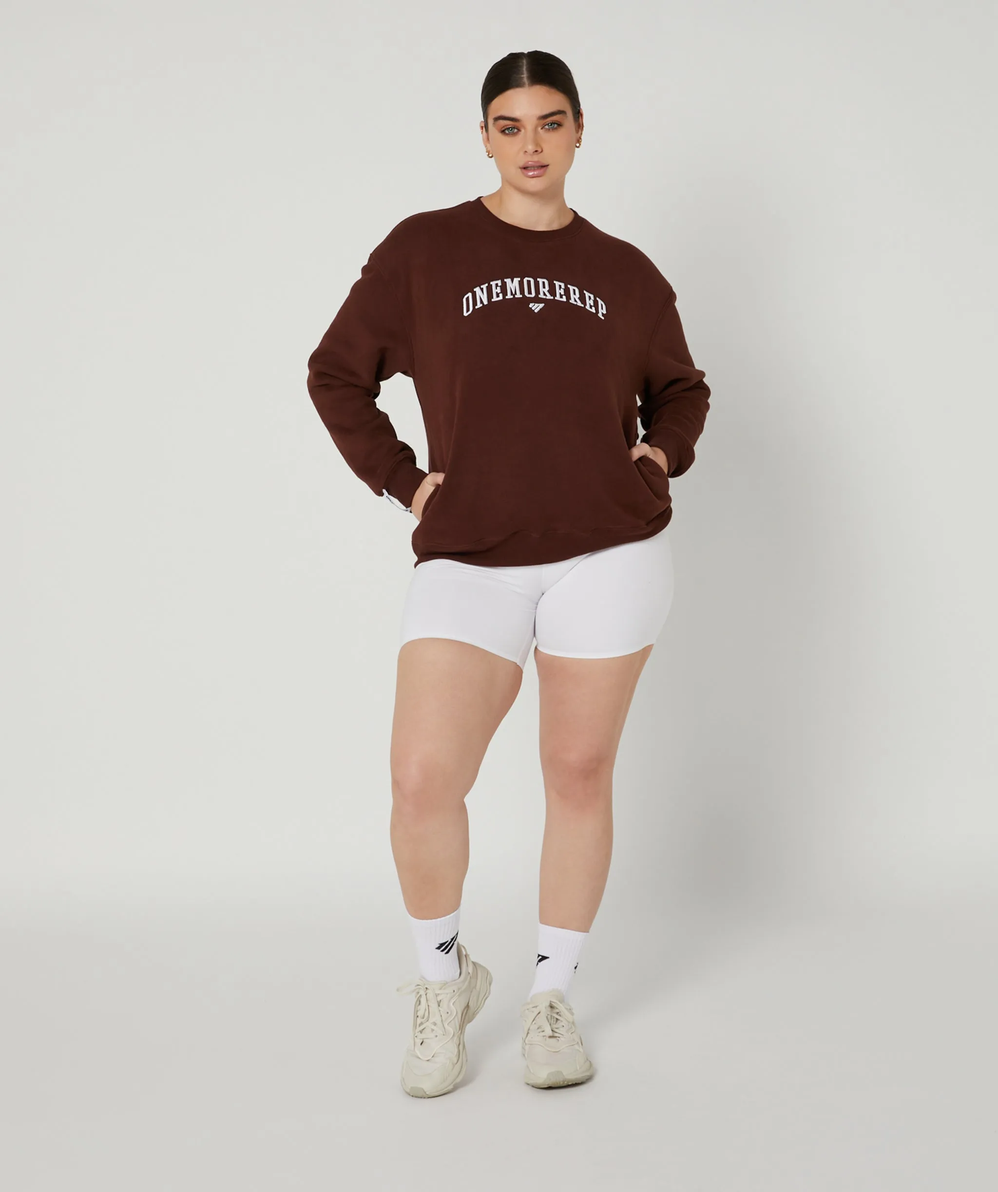 Varsity Crewneck Jumper (Mocha) by OneMoreRep