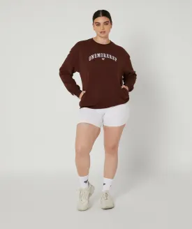 Varsity Crewneck Jumper (Mocha) by OneMoreRep