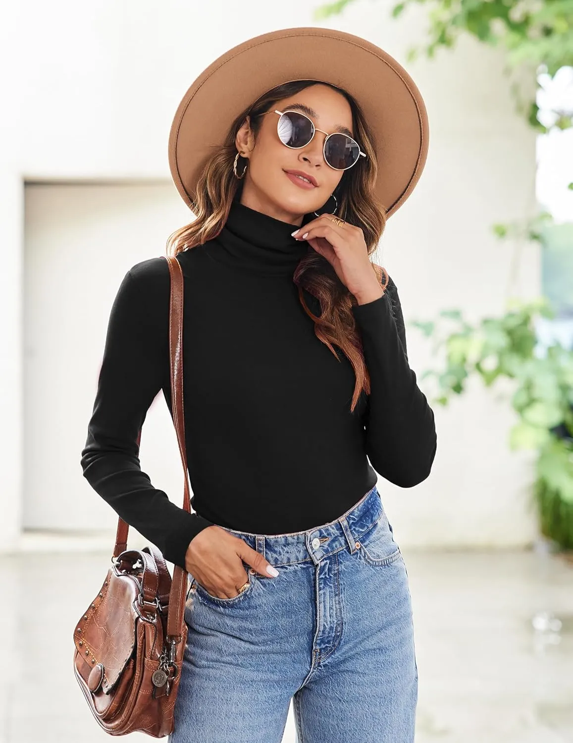 Zeagoo Womens Turtleneck Long Sleeve Shirts Soft Thermal Underwear Fall Fashion 2024 Tight Basic Layer Tops