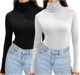 Zeagoo Womens Turtleneck Long Sleeve Shirts Soft Thermal Underwear Fall Fashion 2024 Tight Basic Layer Tops